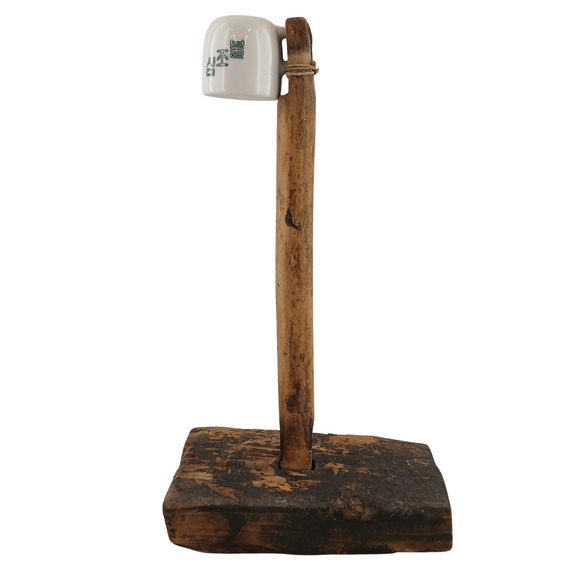 Vintage Korean Folk Art Wooden Bell Sculpture Rustic Home Decor - Picture 1 of 12